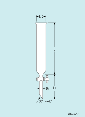 クロマトカラム PTFEコック TO-10型 内径10mm 長サ400~700mm