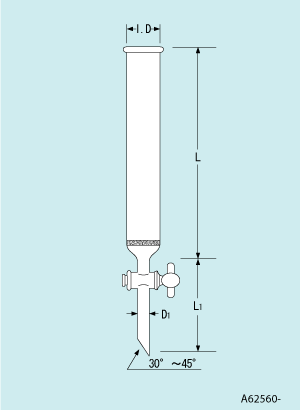 クロマトカラム PTFEコック ガラスフィルター付 GT-73型 内径73mm 長サ750~1400mm