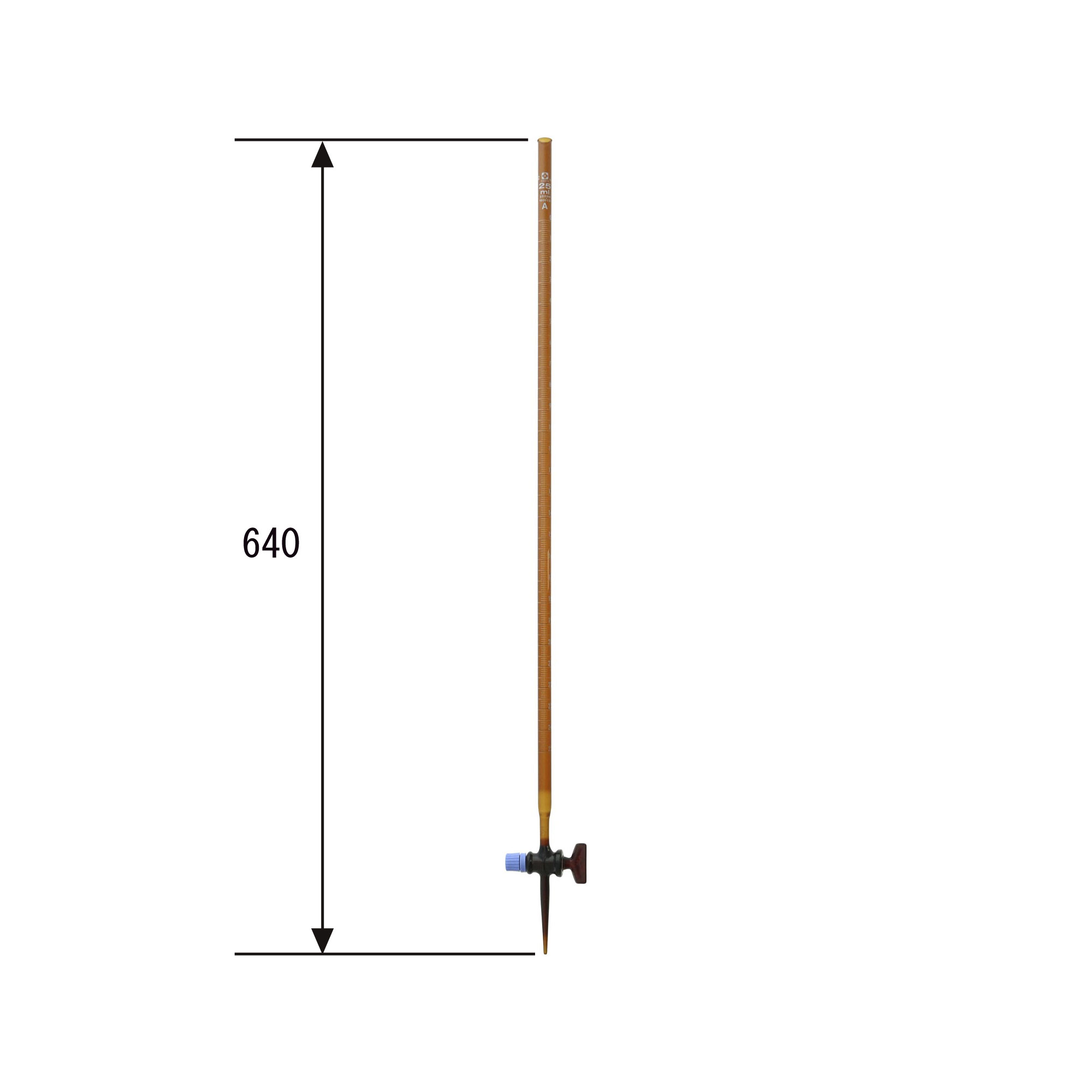 ビュレット スーパーグレード 茶褐色 ガラスコック付 25mL